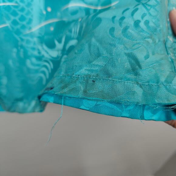 Vintage Orient Express Silk Hawaiian Shirt‎ Mens XL Blue Koi Japenese Print - Picture 5 of 11